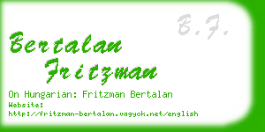 bertalan fritzman business card